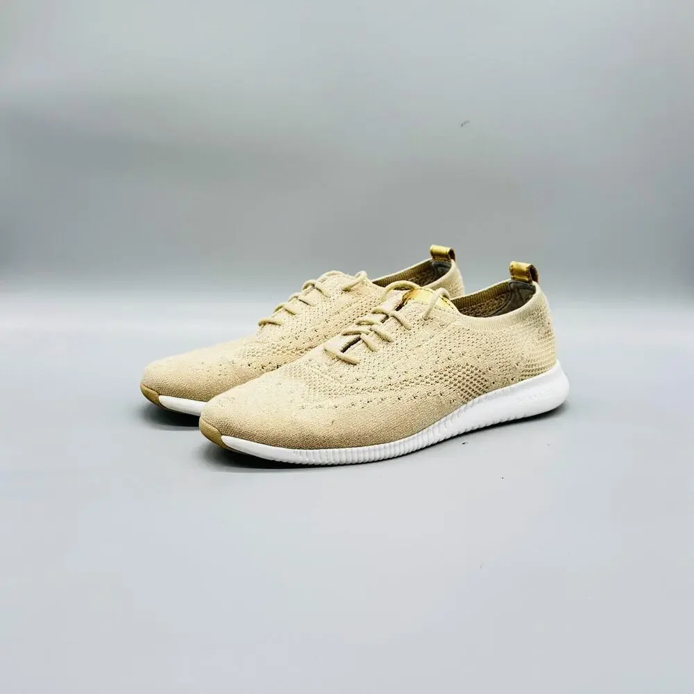 Cole Haan Shoes Women 7.5 Beige Knit Grand OS Stitchlite Walking Sneaker Comfort